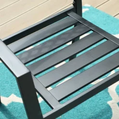 5pc Patio Set With 37" Square Metal Gridded Table With Umbrella Hole & Arm Chairs - Captiva Designs -Sunnydaze Decor Store GUEST 812b013f 02c9 4190 8e17 d3ce8917ef96