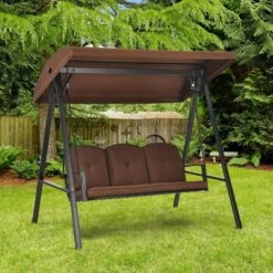 Costway Outdoor 3-Seat Porch Swing With Adjust Canopy And Cushions GrayBrown 22 Costway Outdoor 3-Seat Porch Swing With Adjust Canopy And Cushions GrayBrown -Sunnydaze Decor Store GUEST 812fc27a 5e44 43d1 b79e 53b023943301