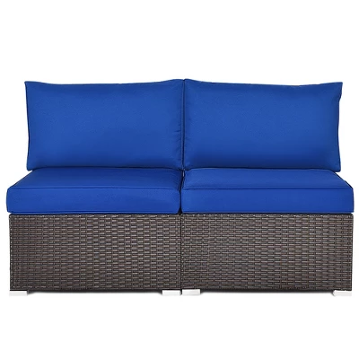 Costway 2PCS Patio Rattan Armless Sofa Sectional Furniture 9 Costway 2PCS Patio Rattan Armless Sofa Sectional Furniture - Image 7