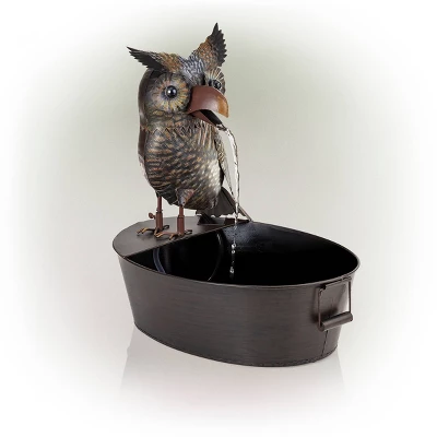 23" Iron Owl Fountain Brown - Alpine Corporation 4 23" Iron Owl Fountain Brown - Alpine Corporation - Image 2
