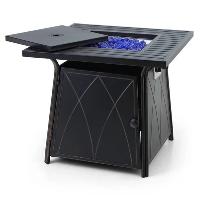 5pc Patio Dining Set With Square Steel Fire Pit With Faux Wood Tabletop & Rattan 360 Swivel Chairs - Captiva Designs 12 5pc Patio Dining Set With Square Steel Fire Pit With Faux Wood Tabletop & Rattan 360 Swivel Chairs - Captiva Designs - Image 10