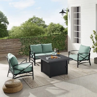 Kaplan 4pc Outdoor Conversation Set With Dante Fire Table - Mist - Crosley 6 Kaplan 4pc Outdoor Conversation Set With Dante Fire Table - Mist - Crosley - Image 4