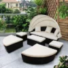 6pc Wicker Round Outdoor Sectional Set With Cushions - Black/Beige - GODEER 2 6pc Wicker Round Outdoor Sectional Set With Cushions - Black/Beige - GODEER -Sunnydaze Decor Store GUEST 827cf802 ac2a 42ff afe7 e89aa77ced7a