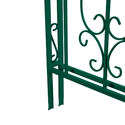 Evergreen Montebello Iron Garden Arbor With Gate, Forest Green- 53 X 84 X 23 Inches Fade And Weather Resistant Outdoor Decor 7 Evergreen Montebello Iron Garden Arbor With Gate, Forest Green- 53 X 84 X 23 Inches Fade And Weather Resistant Outdoor Decor - Image 5