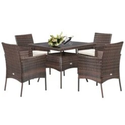 Costway 5PCS Patio Rattan Dining Furniture Set Armrest Sofa Chair Glass Table 19 Costway 5PCS Patio Rattan Dining Furniture Set Armrest Sofa Chair Glass Table -Sunnydaze Decor Store GUEST 8425edde 48fb 4d66 b578 7e2f610de5db