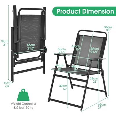 Costway 2pcs Patio Folding Chairs Heavy-Duty Metal Frame Armrests Portable Outdoor 4 Costway 2pcs Patio Folding Chairs Heavy-Duty Metal Frame Armrests Portable Outdoor - Image 2