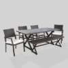 Sherman Oaks 6pc Aluminum/Wicker Patio Dining Set - Brown/White - Christopher Knight Home -Sunnydaze Decor Store GUEST 84a66e4b 90a3 45fc ab84 541555916a00