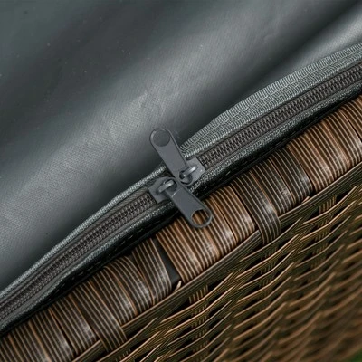 Outsunny Patio Wicker Storage Bench, Cushioned Outdoor PE Rattan Patio Furniture, Assisted Easy Open, Two-In-One Seat Box With Handles Seat, Red 7 Outsunny Patio Wicker Storage Bench, Cushioned Outdoor PE Rattan Patio Furniture, Assisted Easy Open, Two-In-One Seat Box With Handles Seat, Red - Image 5