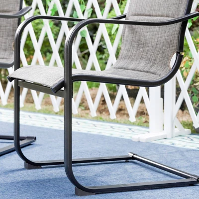 Patio Set With Steel Table With 1.57" Umbrella Hole & Padded Sling Arm Chairs - Captiva Designs 12 Patio Set With Steel Table With 1.57" Umbrella Hole & Padded Sling Arm Chairs - Captiva Designs - Image 10