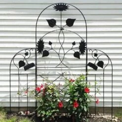 Achla Designs 90" Sunflower Decorative Iron Garden Trellis Black Powder Coat Finish -Sunnydaze Decor Store GUEST 85cda4de 8893 48fd a96d 5d59e4bfb8ff