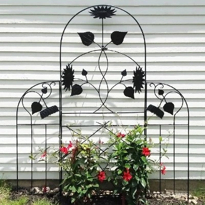 Achla Designs 90" Sunflower Decorative Iron Garden Trellis Black Powder Coat Finish 7 Achla Designs 90" Sunflower Decorative Iron Garden Trellis Black Powder Coat Finish - Image 5
