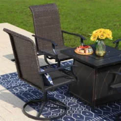 5pc Patio Dining Set With Square Steel Fire Pit With Faux Wood Tabletop & Rattan 360 Swivel Chairs - Captiva Designs 18 5pc Patio Dining Set With Square Steel Fire Pit With Faux Wood Tabletop & Rattan 360 Swivel Chairs - Captiva Designs -Sunnydaze Decor Store GUEST 8604610e b272 4995 bb97 9fc338d5acd6