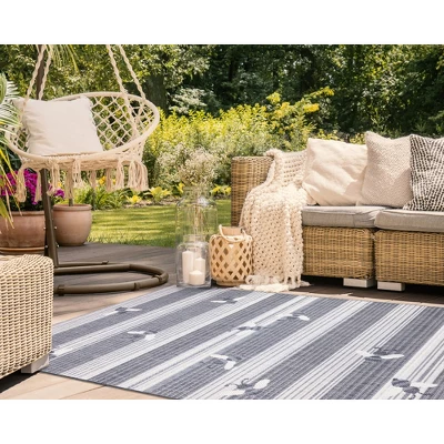 Liora Manne Malibu Indoor/Outdoor Rug Navy 7 Liora Manne Malibu Indoor/Outdoor Rug Navy - Image 5