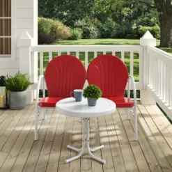 Griffith 3pc Outdoor Conversation Set - Red - Crosley -Sunnydaze Decor Store GUEST 861af2ba d3c3 467e ad4b 36a68624a4a1