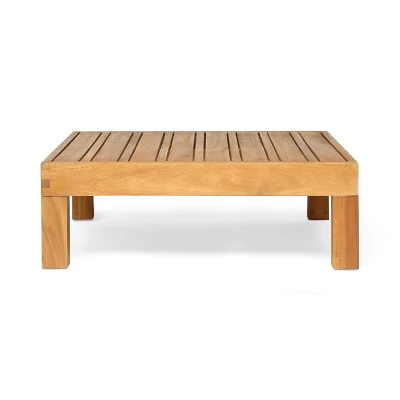 2pk Oana Outdoor Acacia Wood Left Arm Loveseat & Coffee Table With Cushion Teak/Beige - Christopher Knight Home 6 2pk Oana Outdoor Acacia Wood Left Arm Loveseat & Coffee Table With Cushion Teak/Beige - Christopher Knight Home - Image 4