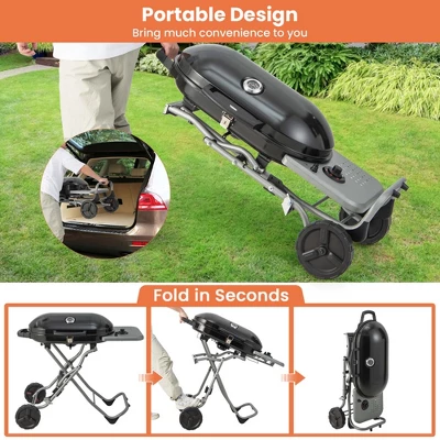 Costway Portable Propane Grill Folding Gas Grill Griddle With Wheels & Side Shelf 8 Costway Portable Propane Grill Folding Gas Grill Griddle With Wheels & Side Shelf - Image 6