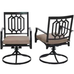 3pc Wrought Iron Patio Dining Set With Square Table With Umbrella Hole & Swivel Chairs - Captiva Designs 14 3pc Wrought Iron Patio Dining Set With Square Table With Umbrella Hole & Swivel Chairs - Captiva Designs -Sunnydaze Decor Store GUEST 86bc6053 5d98 4435 88f6 69c5517e089c