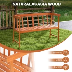 Costway Patio Acacia Wood Bench 2-Person Slatted Seat Backrest 800 Lbs Natural Outdoor 13 Costway Patio Acacia Wood Bench 2-Person Slatted Seat Backrest 800 Lbs Natural Outdoor -Sunnydaze Decor Store GUEST 87106a5b 8ae1 48ed 84d0 1a1dadbe1106