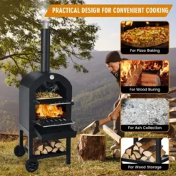 Costway Outdoor Pizza Oven Wood Fire Pizza Maker Grill W/ Pizza Stone & Waterproof Cover -Sunnydaze Decor Store GUEST 8736ae0e e3eb 4b9a 9c42 2069694ad9d2