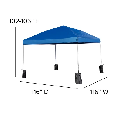 Flash Furniture 10'x10' Pop Up Event Canopy Tent With Wheeled Case And Folding Bench Set - Portable Tailgate, Camping, Event Set 7 Flash Furniture 10'x10' Pop Up Event Canopy Tent With Wheeled Case And Folding Bench Set - Portable Tailgate, Camping, Event Set - Image 5