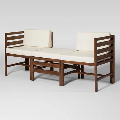 3pc Modular Acacia Wood Patio Chat Set With Cushions - Saracina Home 22 3pc Modular Acacia Wood Patio Chat Set With Cushions - Saracina Home - Image 20