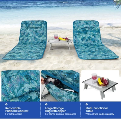 Tangkula 3PCS Folding Beach Mat Set Adjustable Beach Lounge Chair & Side Table Set 9 Tangkula 3PCS Folding Beach Mat Set Adjustable Beach Lounge Chair & Side Table Set - Image 7