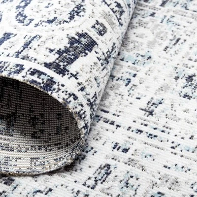 Sofia Magnolia 5'3" X 7'2" Outdoor Patio Rug Navy Blue - Nicole Miller 6 Sofia Magnolia 5'3" X 7'2" Outdoor Patio Rug Navy Blue - Nicole Miller - Image 4