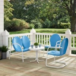Griffith 4pc Outdoor Conversation Set - Sky Blue - Crosley -Sunnydaze Decor Store GUEST 89403571 1b47 4818 9376 b55919e75081