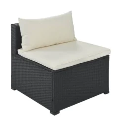 9pc Wicker Patio Sectional Seating Set With Cushions - Black/Beige - GODEER -Sunnydaze Decor Store GUEST 8a0a211a 6e82 4189 952e c4a5b893cfb8