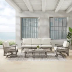 4pc Thatcher Outdoor Steel Seating Set Creme/Driftwood - Crosley 18 4pc Thatcher Outdoor Steel Seating Set Creme/Driftwood - Crosley -Sunnydaze Decor Store GUEST 8a55695c 3b1b 4a8d b937 8cbe26225556