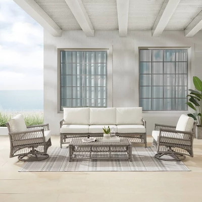 4pc Thatcher Outdoor Steel Seating Set Creme/Driftwood - Crosley 6 4pc Thatcher Outdoor Steel Seating Set Creme/Driftwood - Crosley - Image 4