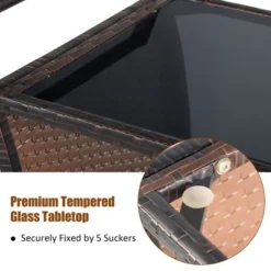 Costway Patio Rattan Bar Serving Cart Wheels Ice Bucket Glass Top Handle Garden -Sunnydaze Decor Store GUEST 8a604216 1faf 4ddb be1c 4c3cac552d9d