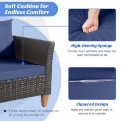 Costway 3PCS Patio Wicker Rattan Sofa Set Furniture Acacia Wood Conversation -Sunnydaze Decor Store GUEST 8b12fead 7c42 4d63 9bcd 08ef8081da35