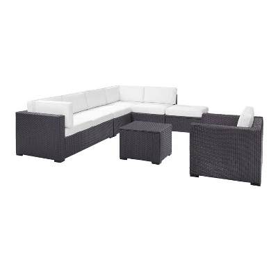 Biscayne 6pc Outdoor Wicker Sectional Set - White - Crosley 4 Biscayne 6pc Outdoor Wicker Sectional Set - White - Crosley - Image 2