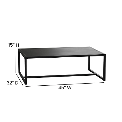 Emma And Oliver All-Weather Commercial Grade Indoor/Outdoor Steel Patio Coffee Table In Black 6 Emma And Oliver All-Weather Commercial Grade Indoor/Outdoor Steel Patio Coffee Table In Black - Image 4