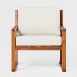 Saracina Home Modern Slat-Back Acacia Outdoor Arm Chair With Cushions -Sunnydaze Decor Store GUEST 8c100c19 cce6 4263 bf19 7df869ee1e9b