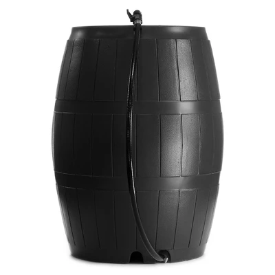 FCMP Outdoor 50-Gallon BPA Free Flat Back Home Rain Catcher Water Storage Collection Barrel For Watering Outdoor Plants & Gardens, Black (2 Pack) 4 FCMP Outdoor 50-Gallon BPA Free Flat Back Home Rain Catcher Water Storage Collection Barrel For Watering Outdoor Plants & Gardens, Black (2 Pack) - Image 2