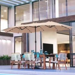 15' X 9' Rectangular Lit Outdoor Patio Market Umbrella With Extra Large Base And Sand Bags - Captiva Designs -Sunnydaze Decor Store GUEST 8c7d7efc de46 43b7 ac23 3c691da2fbba