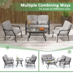 Costway 4 PCS Patio Furniture Set Outdoor Conversation Sofa Tempered Glass Coffee Table -Sunnydaze Decor Store GUEST 8d31bc29 4d07 4a96 8077 4eada05f75d6