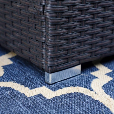 2pk Outdoor Rattan Ottomans With Cushions - Captiva Designs 12 2pk Outdoor Rattan Ottomans With Cushions - Captiva Designs - Image 10