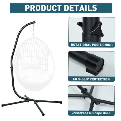 Hammock Steel C Stand -Stand For Hanging Hammock Chairs - 300 Pound Capacity, Black 6 Hammock Steel C Stand -Stand For Hanging Hammock Chairs - 300 Pound Capacity, Black - Image 4