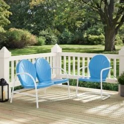 Griffith 2pc Outdoor Seating Set - Blue - Crosley -Sunnydaze Decor Store GUEST 8e6507f2 b741 48e4 83c1 71f364737c94