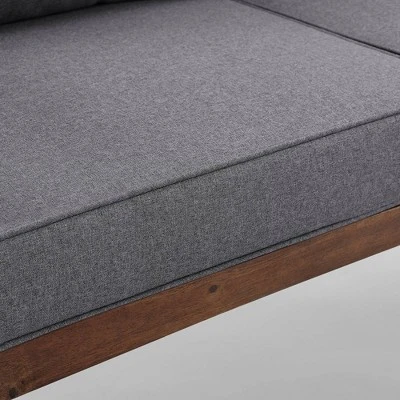 Saybrook Modern Metal And Wood Patio Loveseat - Gray/Dark Brown - Saracina Home 10 Saybrook Modern Metal And Wood Patio Loveseat - Gray/Dark Brown - Saracina Home - Image 8