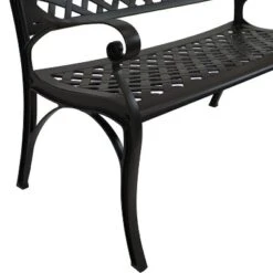 Sunnydaze Decor Sunnydaze 2-Person Checkered Design Cast Aluminum Outdoor Patio Bench, Black -Sunnydaze Decor Store GUEST 8ec27dba f691 4ccd b2a2 32a2836ff0b6