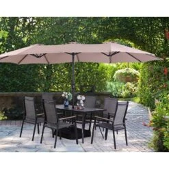 15' X 9' Rectangular Lit Outdoor Patio Market Umbrella With Extra Large Base And Sand Bags - Captiva Designs -Sunnydaze Decor Store GUEST 8ed86c4c bc89 4b5e 92b2 10f23497f047