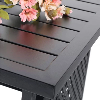 3pc Wrought Iron Patio Dining Set With Square Table With Umbrella Hole & Swivel Chairs - Captiva Designs 11 3pc Wrought Iron Patio Dining Set With Square Table With Umbrella Hole & Swivel Chairs - Captiva Designs - Image 9