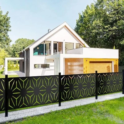 NewTown Decorative Outdoor Privacy Screen Panels, Metal Laser Cut Privacy Screen Decorative Patio Metal Fence For Outdoor Indoor Decor-The Pop Home 5 NewTown Decorative Outdoor Privacy Screen Panels, Metal Laser Cut Privacy Screen Decorative Patio Metal Fence For Outdoor Indoor Decor-The Pop Home - Image 3