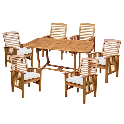7pc Acacia Wood Patio Dining Set With Cushions - Saracina Home 8 7pc Acacia Wood Patio Dining Set With Cushions - Saracina Home - Image 6