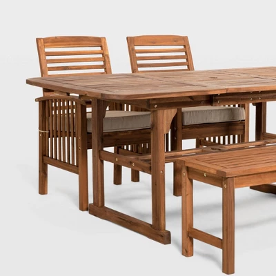 Ravenscroft 4pc Extendable Acacia Wood Outdoor Dining Set - Saracina Home 6 Ravenscroft 4pc Extendable Acacia Wood Outdoor Dining Set - Saracina Home - Image 4