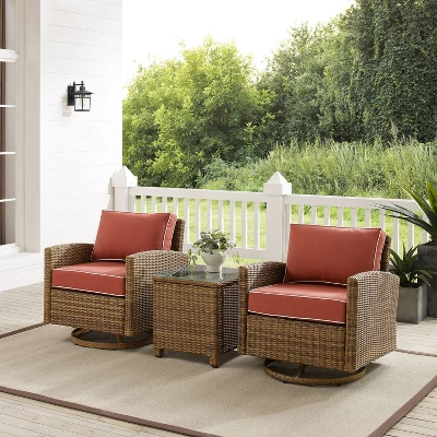 3pc Bradenton Outdoor Steel Swivel Rocking Chairs - Crosley 3 3pc Bradenton Outdoor Steel Swivel Rocking Chairs - Crosley